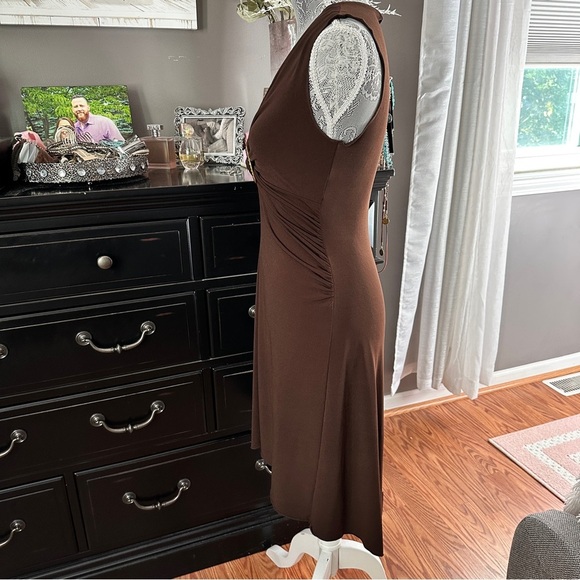 Candie’s Brown Sleeveless Ring Detail Midi Dress L Glam Mob Wife Cocktail Party - Picture 8 of 16